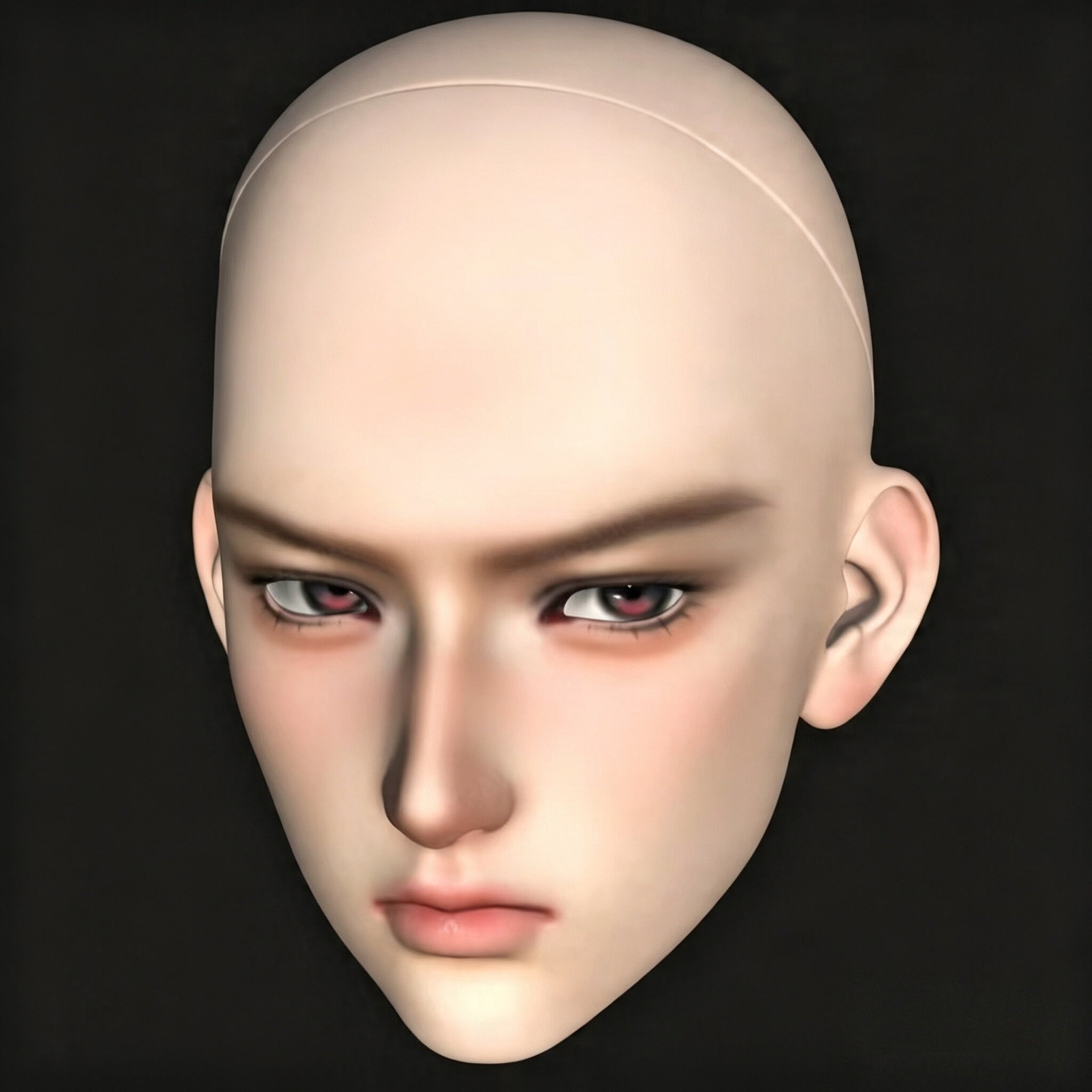 1/3 BJD boy head sculpt with dramatic face-up showcase for collector dolls