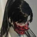 1/3 BJD doll wearing red half face demon mask accessory