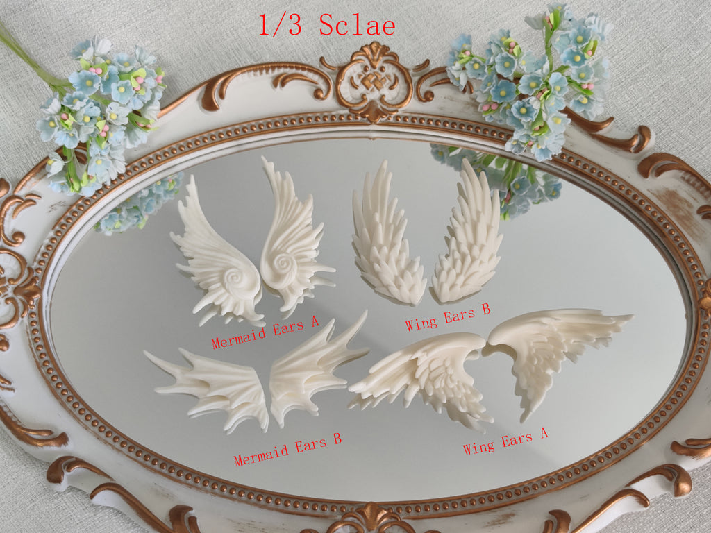 1/3 scale BJD fantasy resin ears including wing ears and mermaid ears accessories