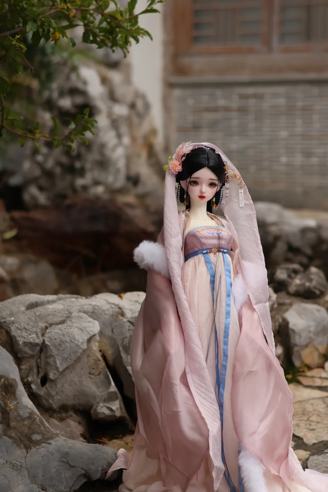 1/3 BJD female doll full body view wearing traditional outfit for doll photography