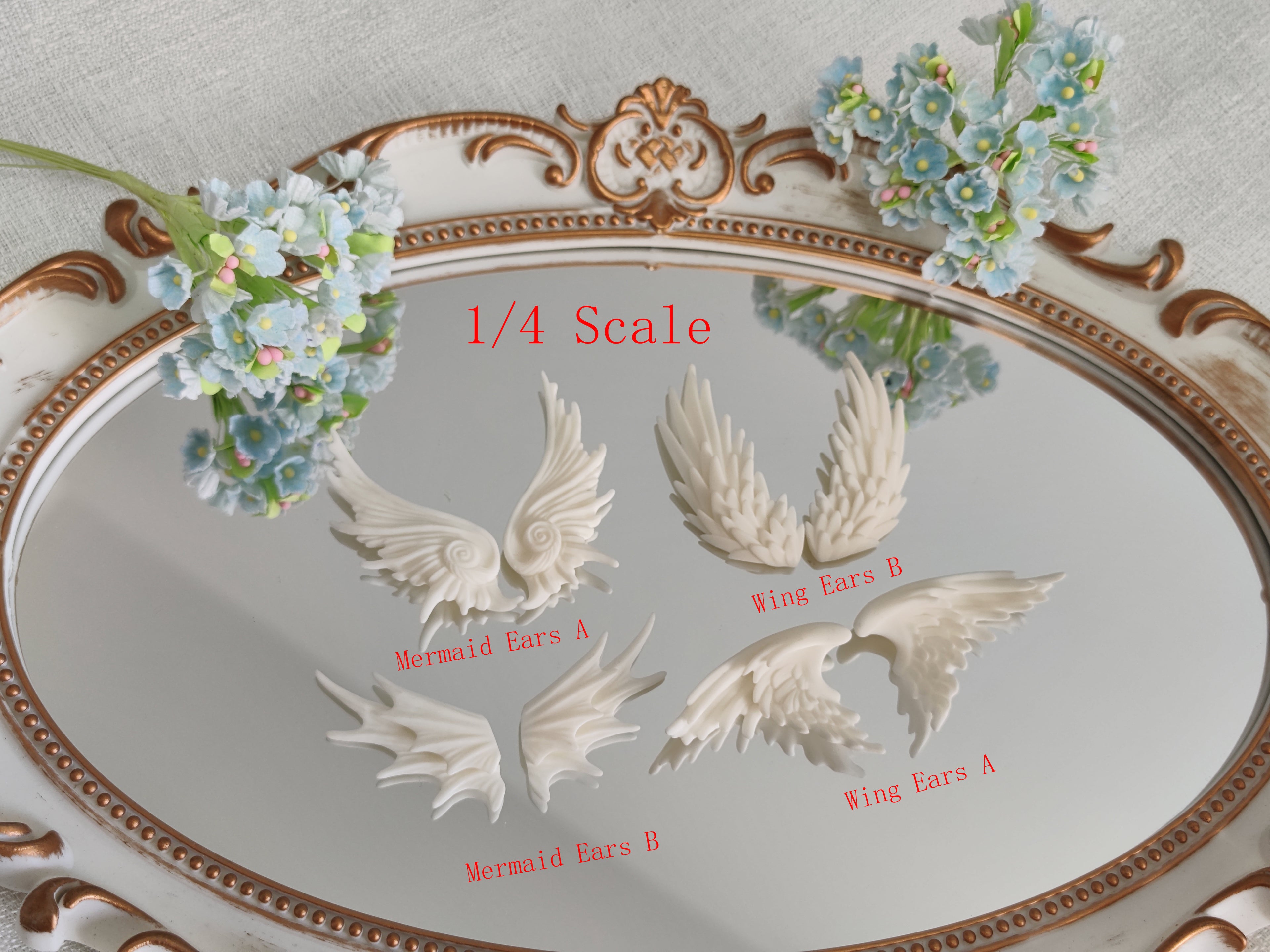 1/4 scale BJD fantasy resin ears including wing ears and mermaid ears accessories