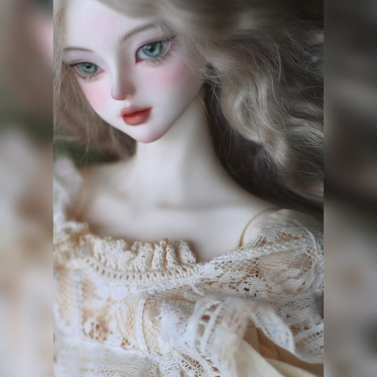 1/4 BJD female doll 38cm with custom face-up makeup and resin details