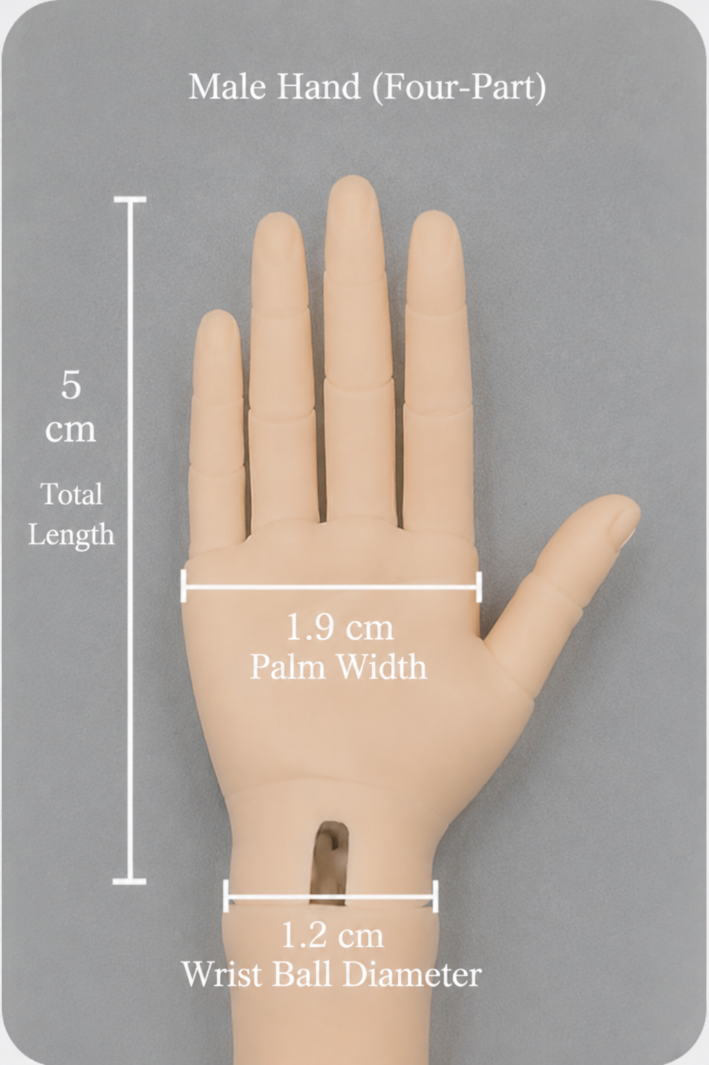 1/4 BJD male jointed hand four-part design size measurement