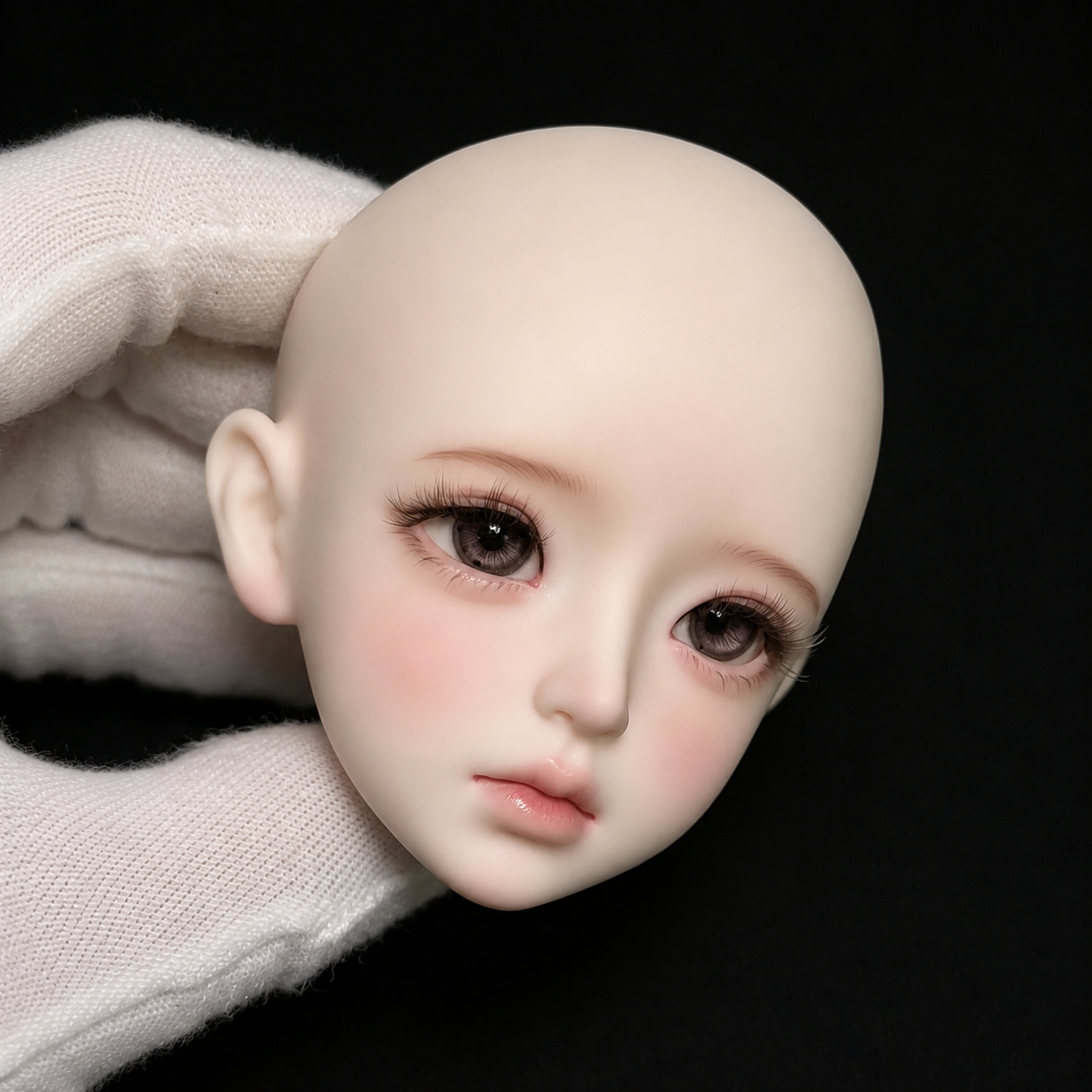 1/4 BJD resin doll head with custom face-up makeup, showing delicate facial sculpt and realistic details