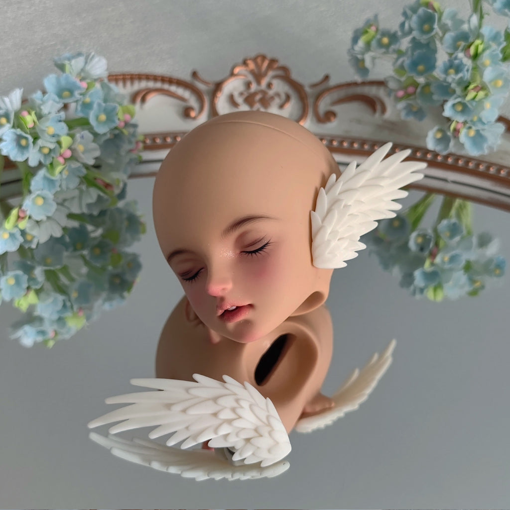 1/4 BJD doll wearing white resin wing ears fantasy accessory