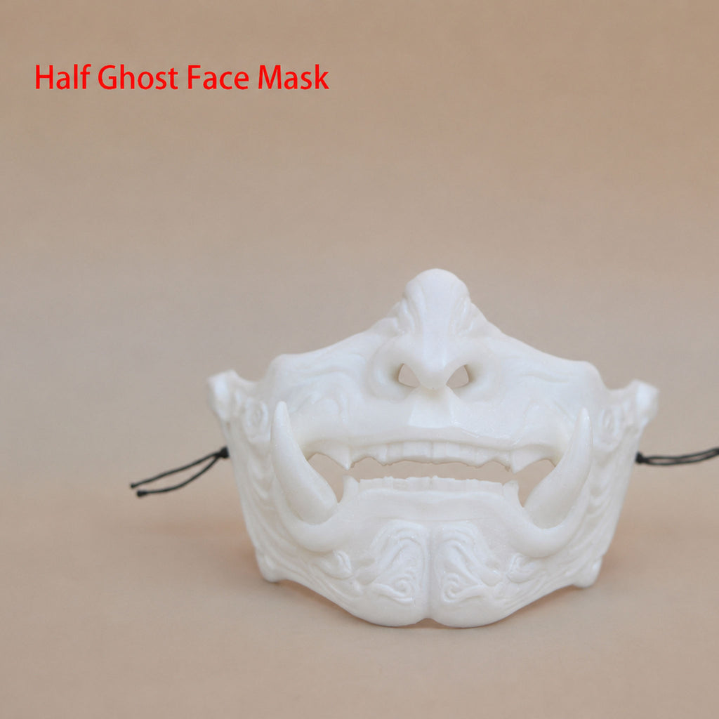 white unpainted resin half-face ghost mask with adjustable straps for 1/3 scale BJD dolls