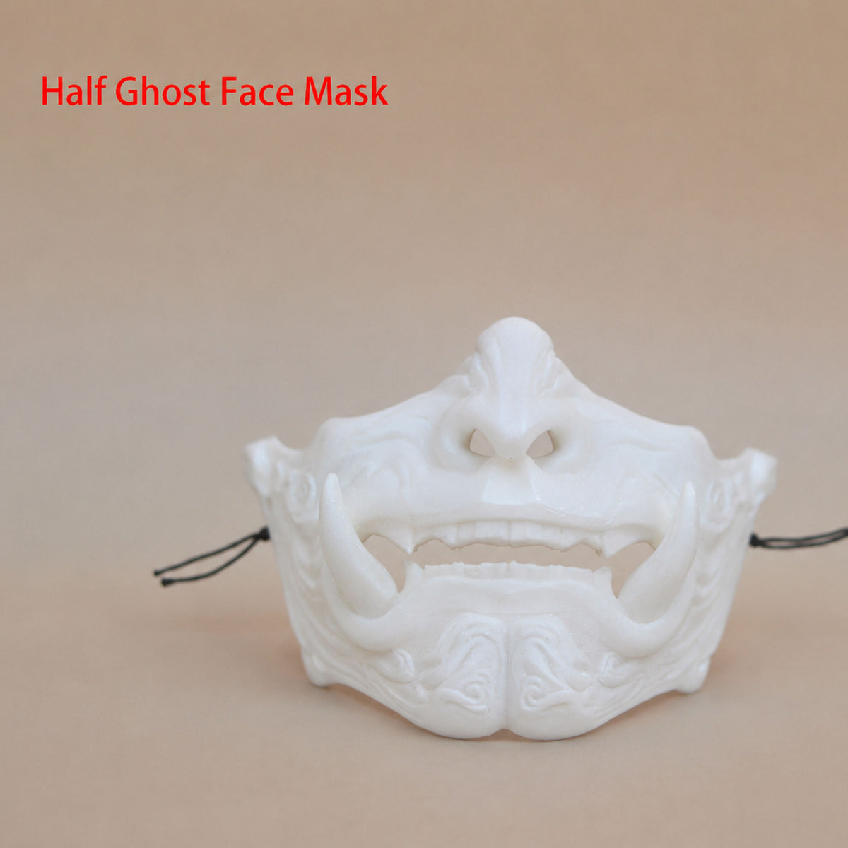 white unpainted resin half-face ghost mask with adjustable straps for 1/3 scale BJD dolls