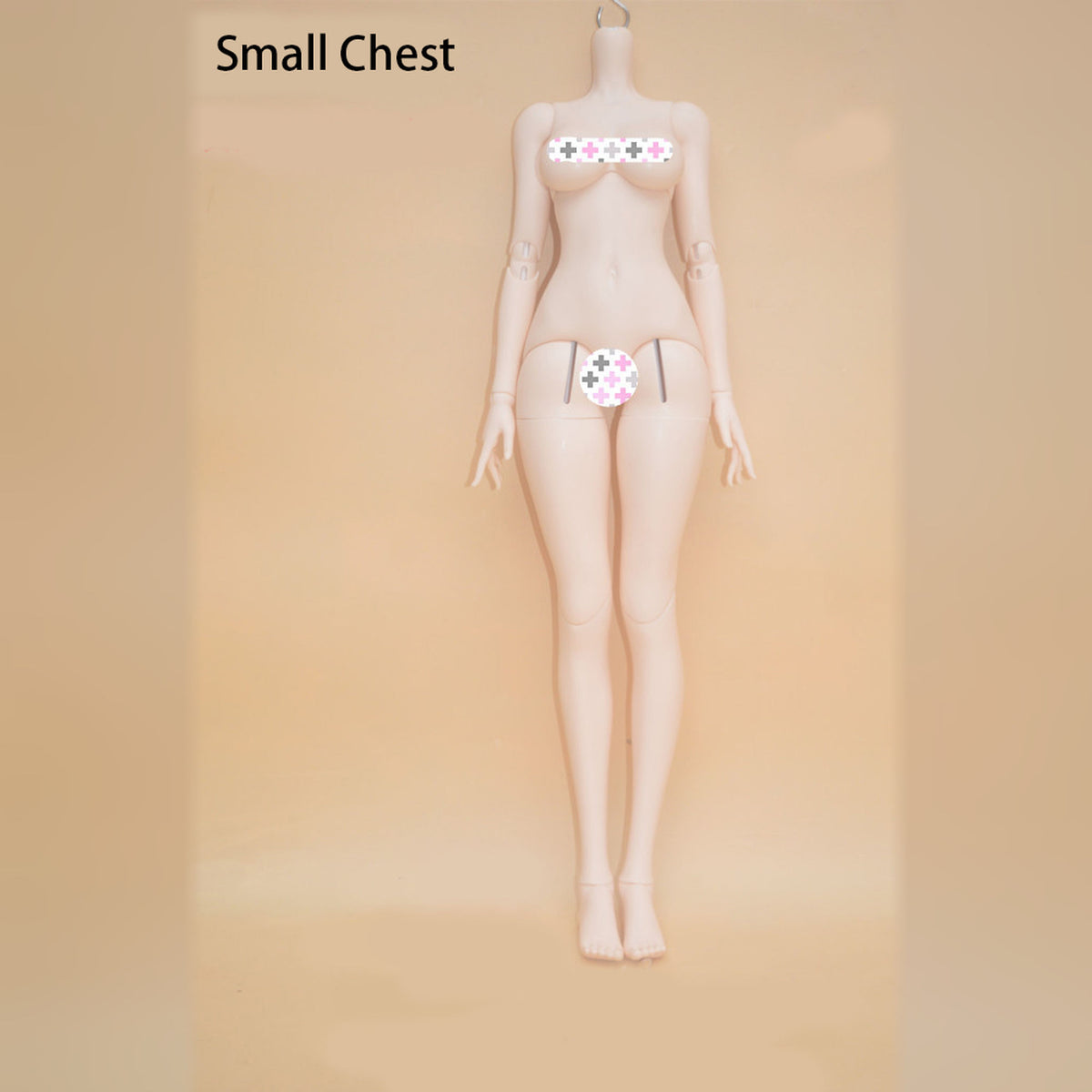 60cm female BJD body with small-chest torso, front full-length view