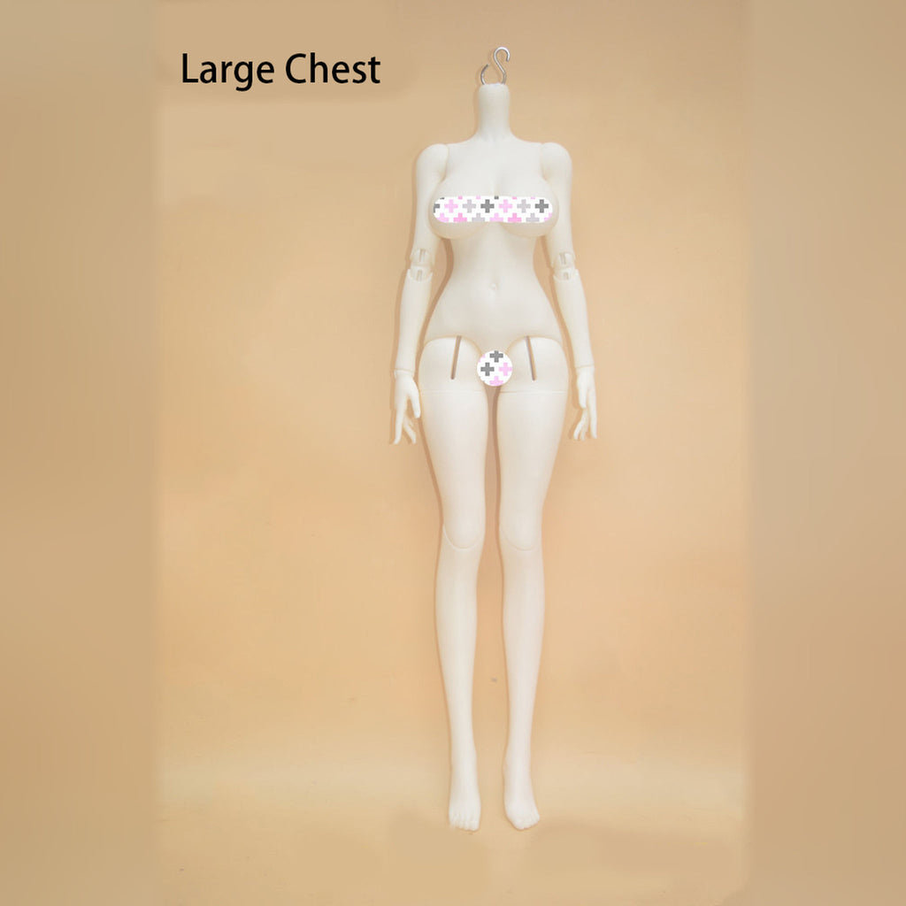 60cm female BJD body with large-chest torso, front full-length view
