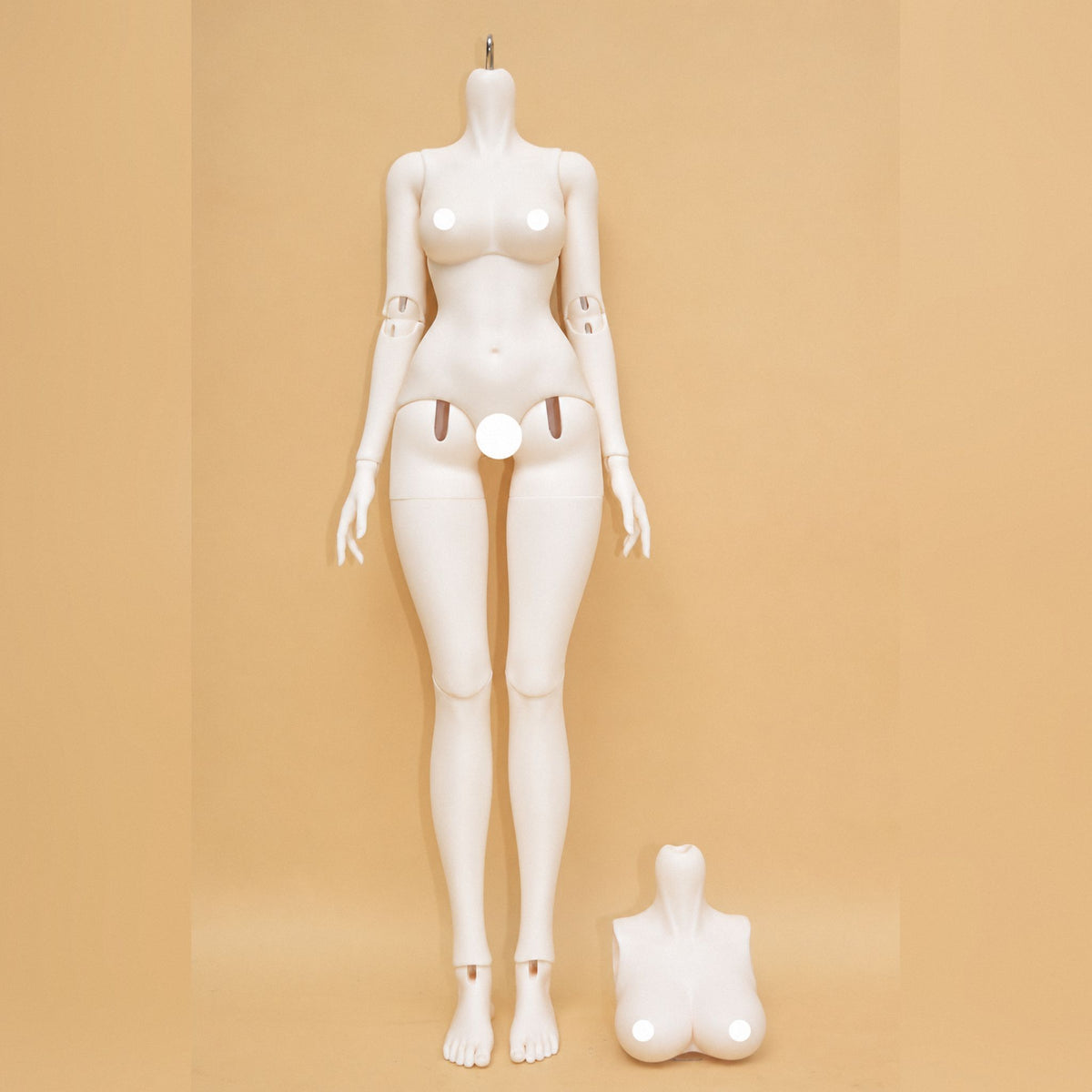 39cm 1/4 scale female blank BJD body front view with interchangeable bust part