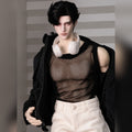 Styled 1/4 scale male BJD with face-up, black wig and modern streetwear