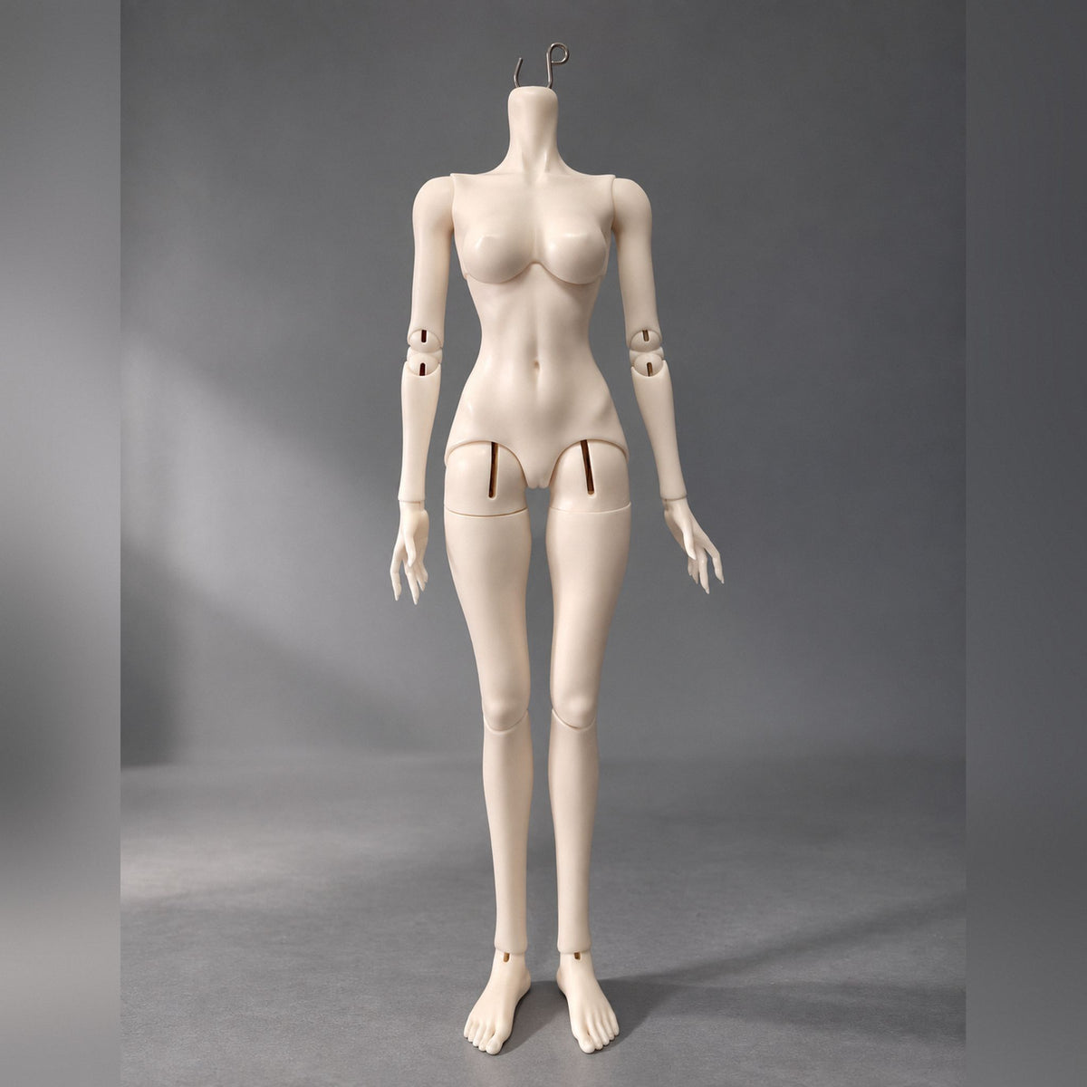 Female BJD body front view showing full body proportions and articulated joints