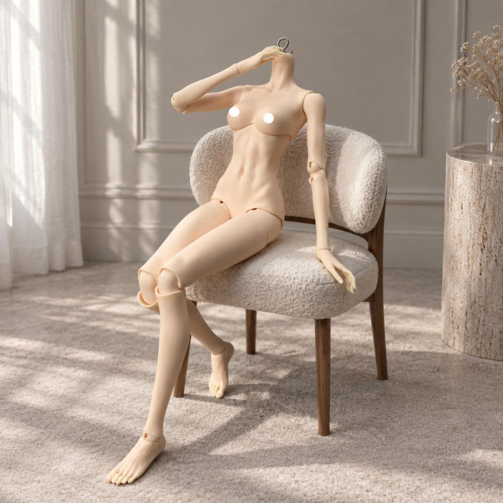 43cm 1/4 scale female BJD body sitting pose showing articulated joints and body proportions