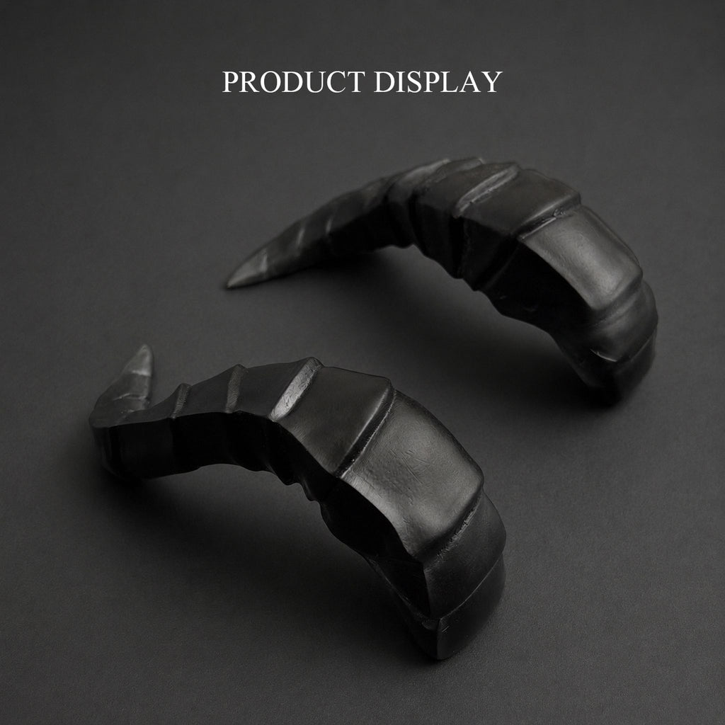 BJD doll devil horns accessory set, pair of black curved horns with minimalist fantasy design