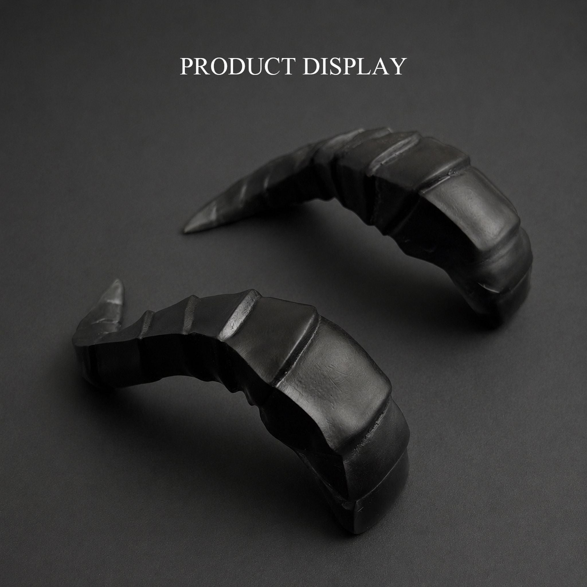 BJD doll devil horns accessory set, pair of black curved horns with minimalist fantasy design