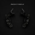 BJD doll demon horns accessory set, pair of black fantasy horns with symmetrical design display