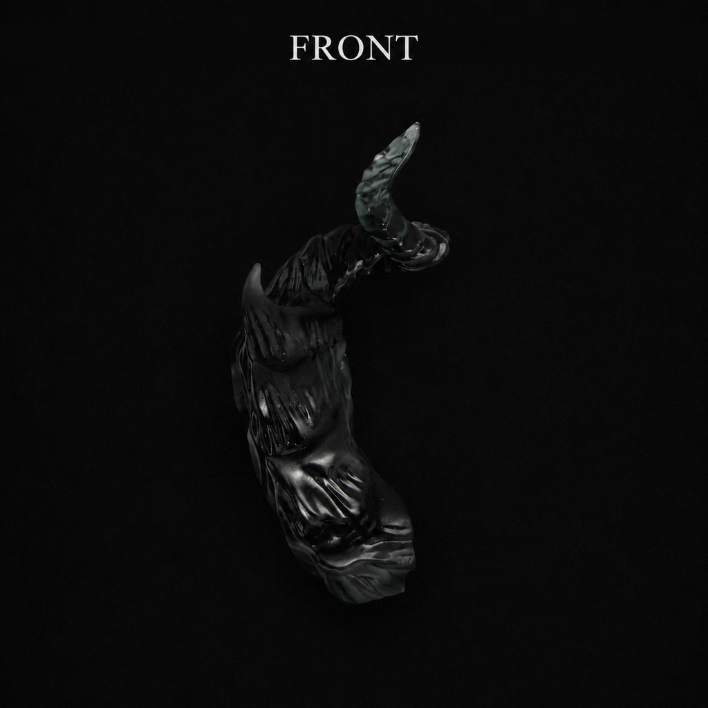 BJD doll demon horns accessory installed on doll head, black fantasy horns styling effect showcase