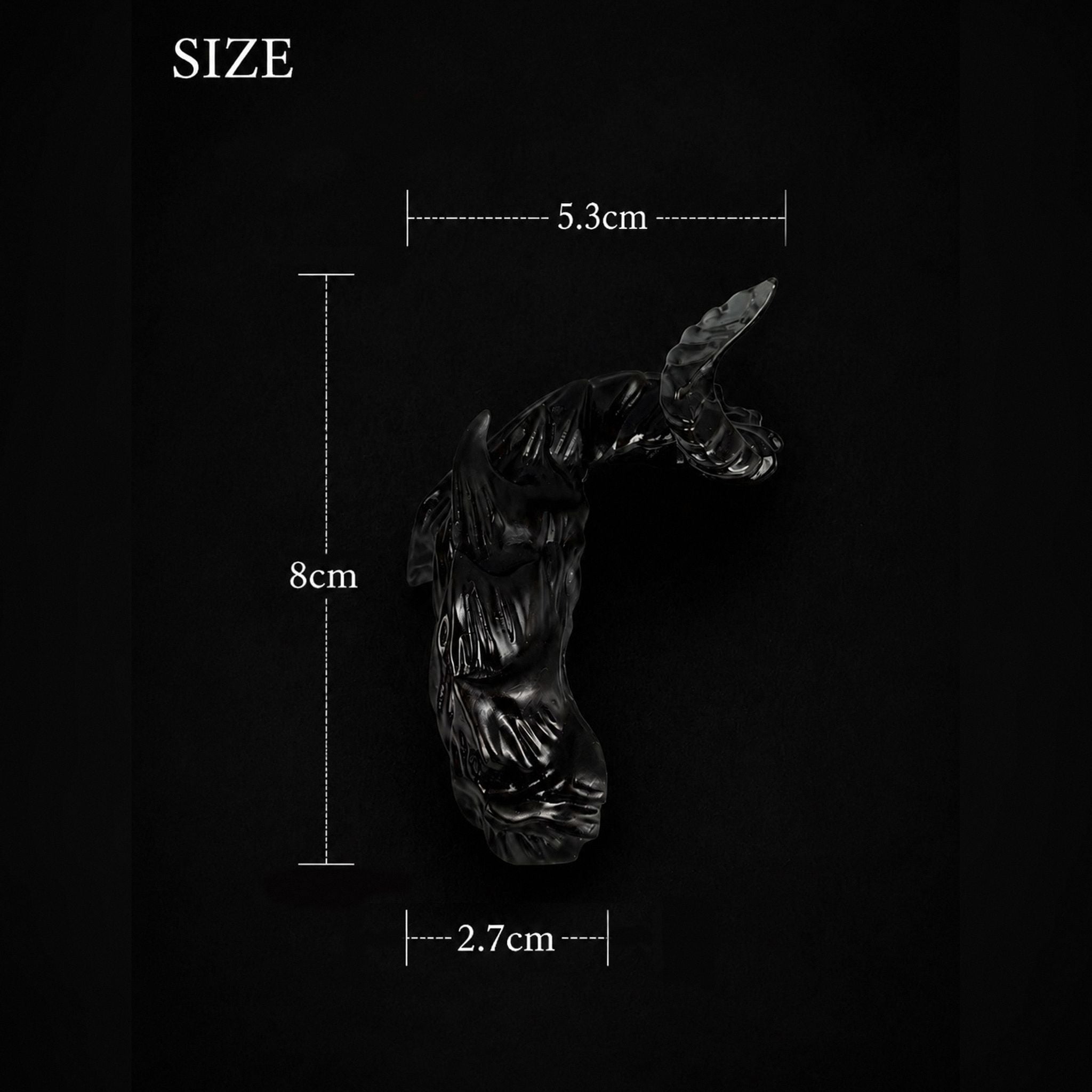 BJD doll demon horns accessory size reference, black fantasy horn headpiece dimensions display
