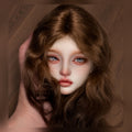 1/3 Scale BJD Girl Head Sculpt Custom Face-up with Long Brown Wavy Wig Front View