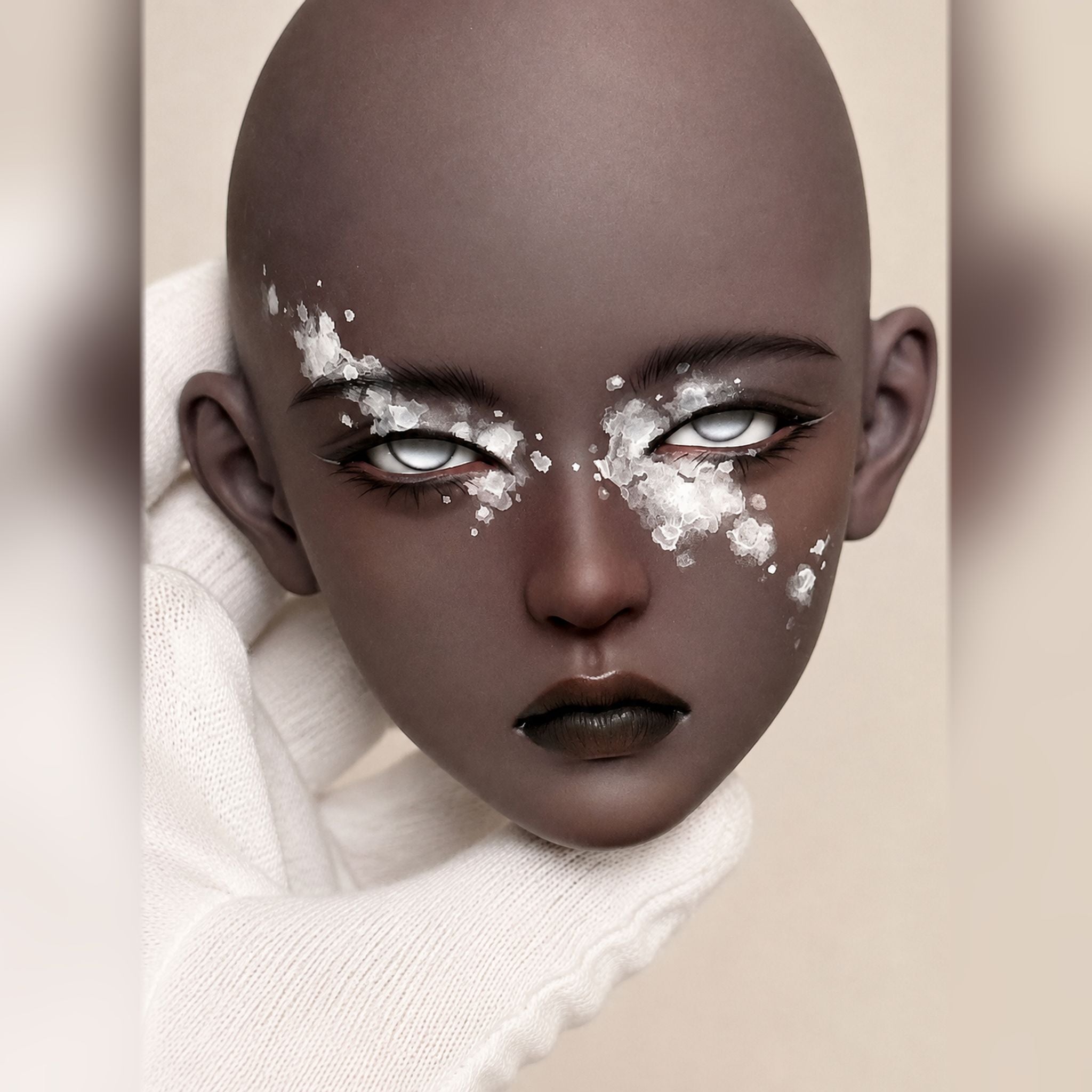 1/3 Scale Female BJD Head Sculpt SEL Blank Resin Head Front View for Custom Face-up