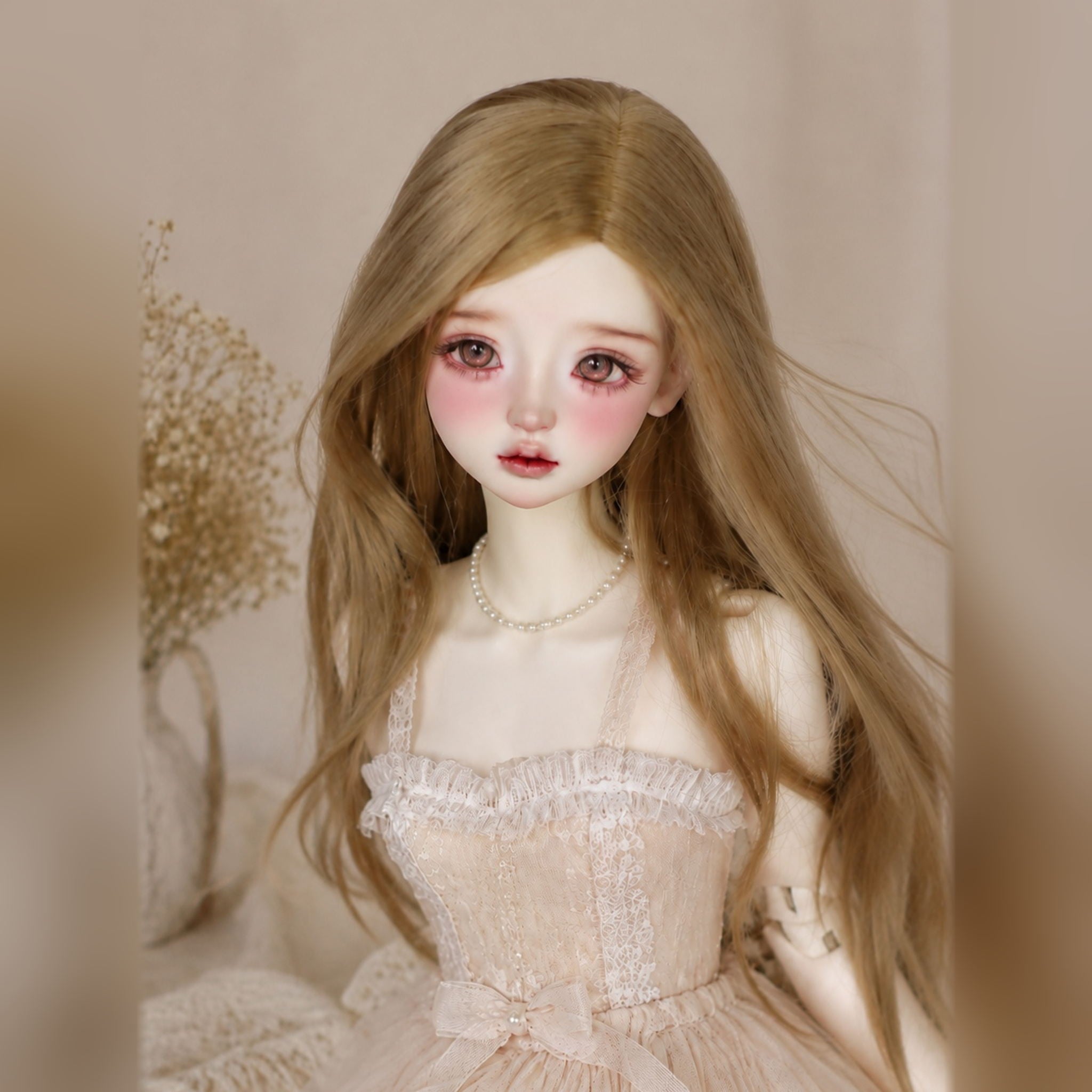 1/3 Scale BJD Carla Head Sculpt with Long Blonde Wig and Custom Face-up