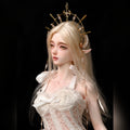1/3 Scale BJD Female Elf Doll Head Sculpt Custom Face-up with Blonde Wig Elegant Fantasy Styling Three Quarter View