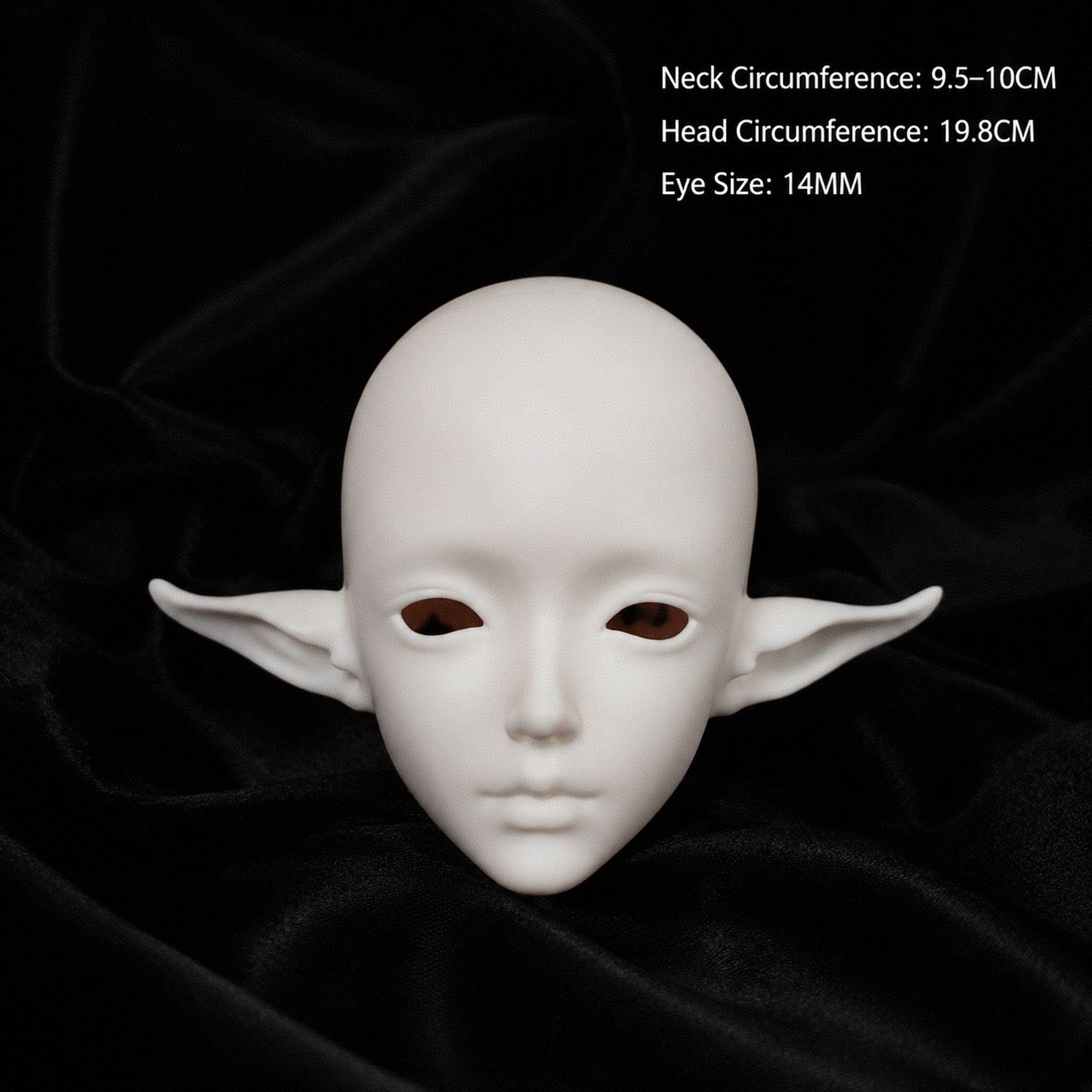 1/3 Scale BJD Female Elf Head Sculpt Head Only Unpainted Blank Resin Head with Elf Ears Front View 19.8cm Head Circumference