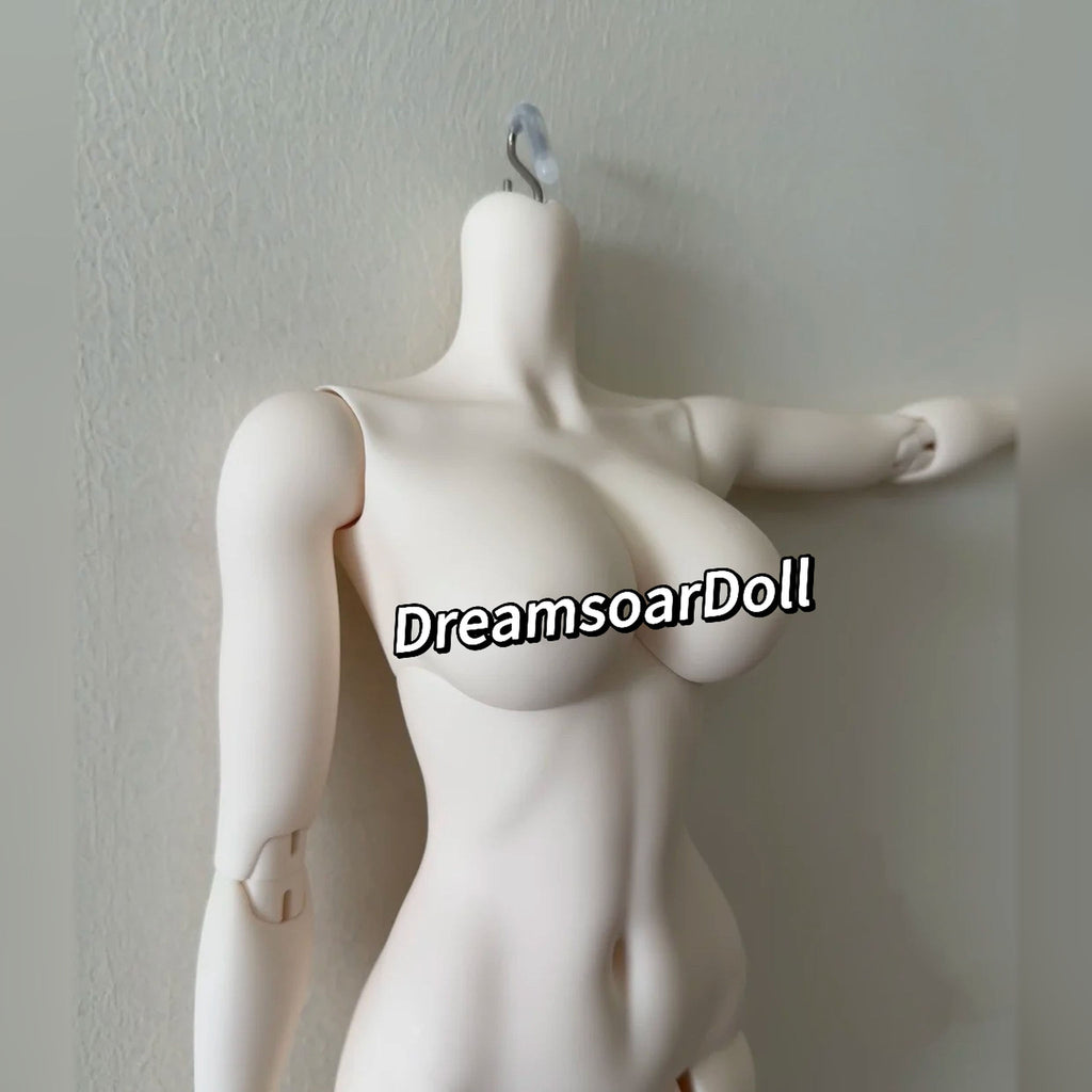 Close-up of female BJD upper body with poseable shoulder and elbow joints