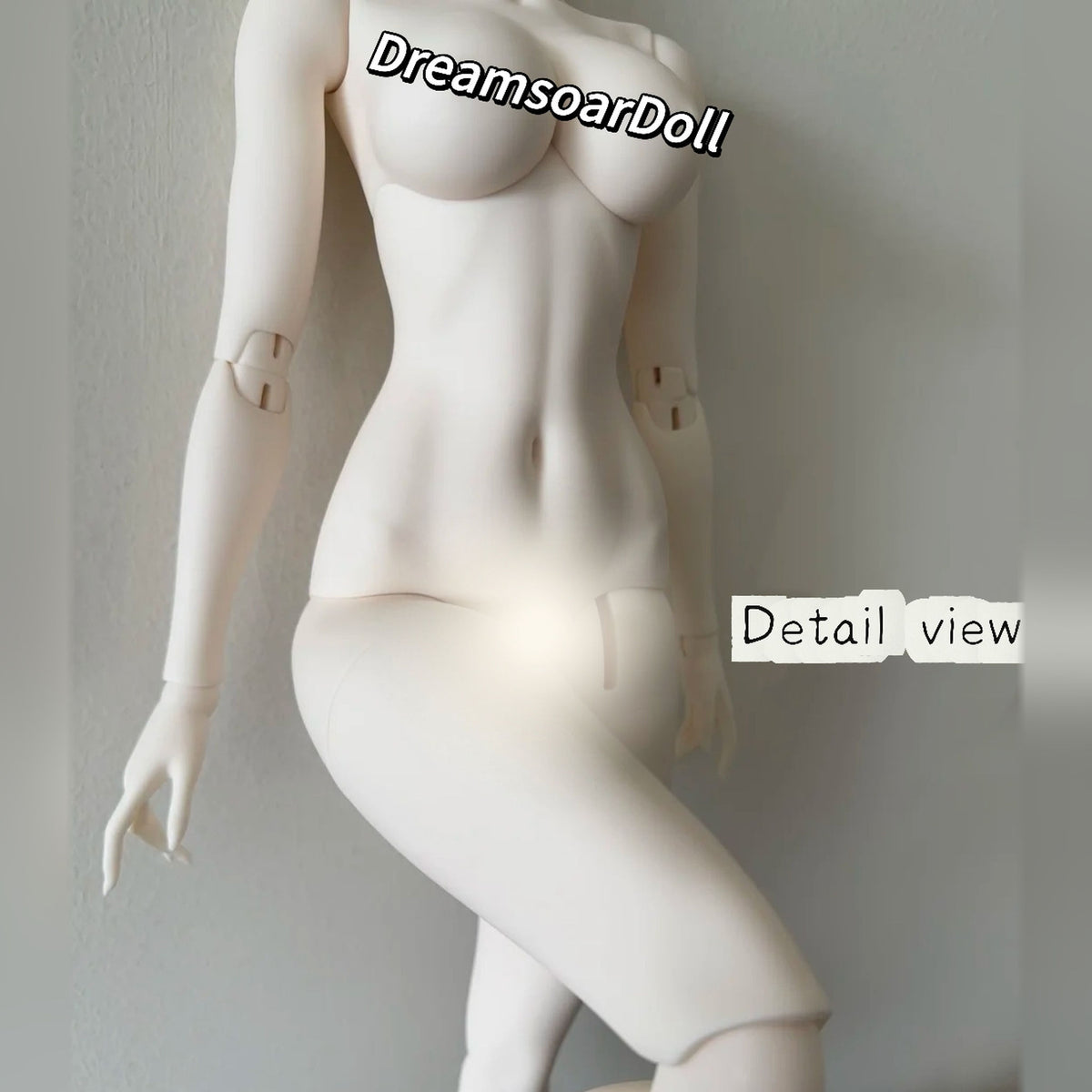 Full view of 57cm female resin BJD body with interchangeable hands and feet