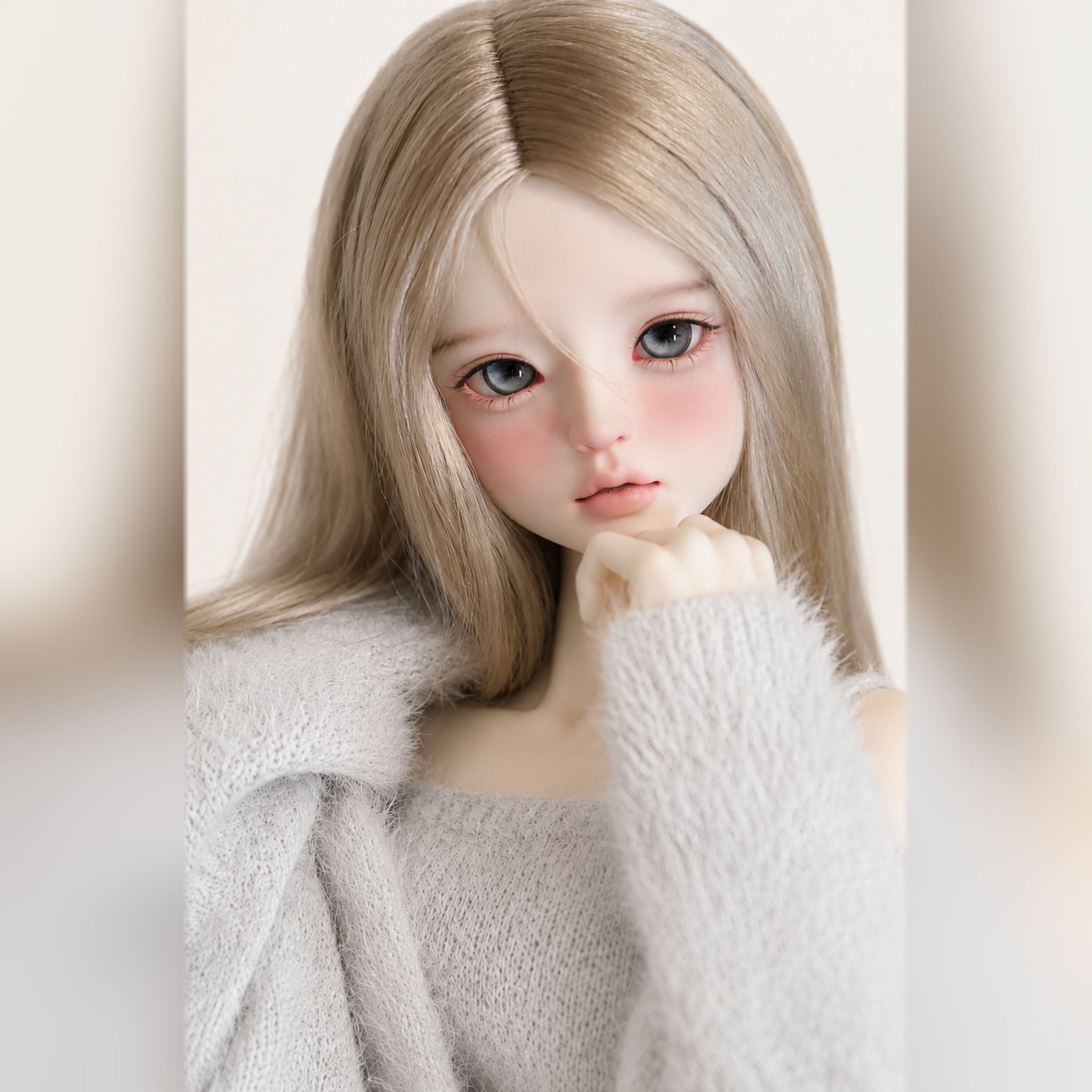 1/4 Scale Resin BJD Girl Head Sculpt Custom Face-up Soft Makeup Close-up Portrait