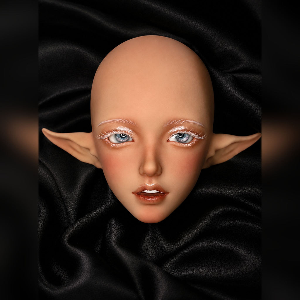 1/3 Scale Resin BJD Female Elf Head Sculpt Custom Face-up Front Portrait with White Eyelashes