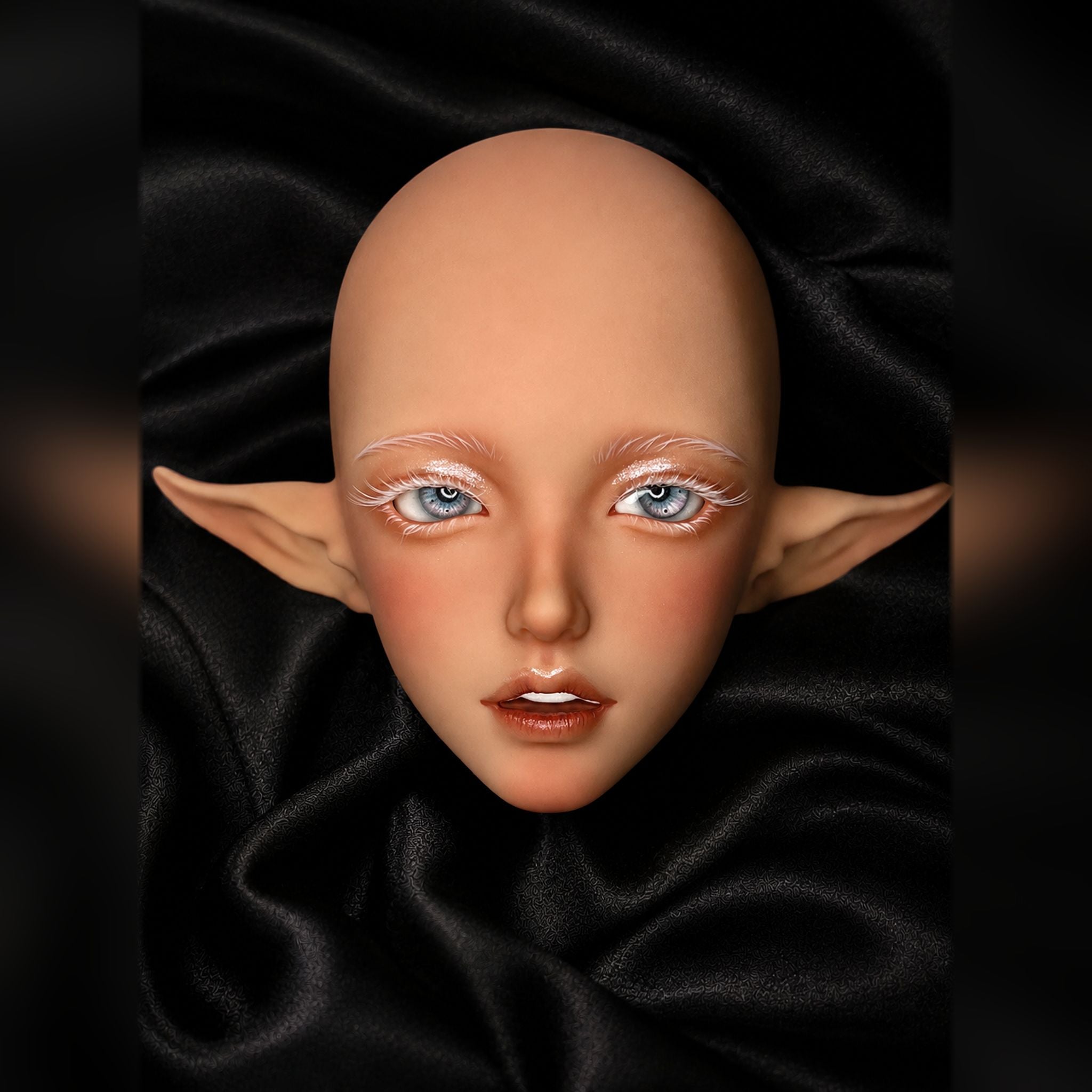 1/3 Scale Resin BJD Female Elf Head Sculpt Custom Face-up Front Portrait with White Eyelashes