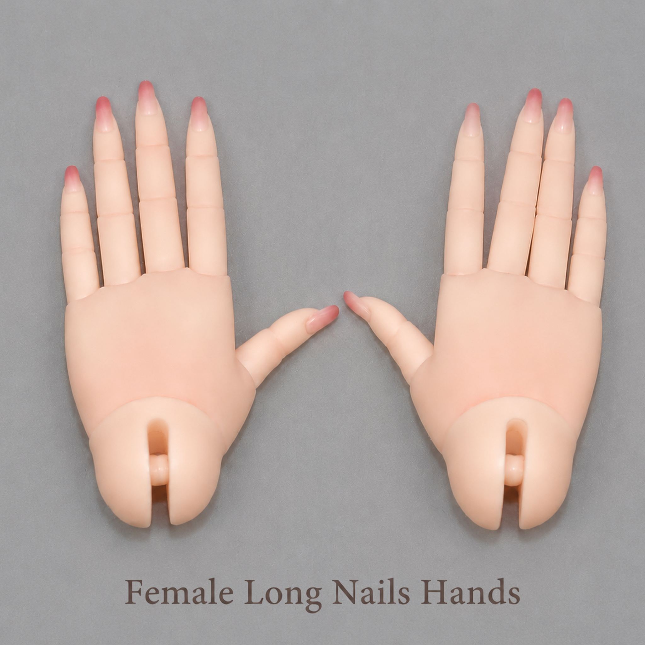 1/4 Scale BJD female long nails four-part jointed hands, articulated resin replacement hands for ball-jointed dolls