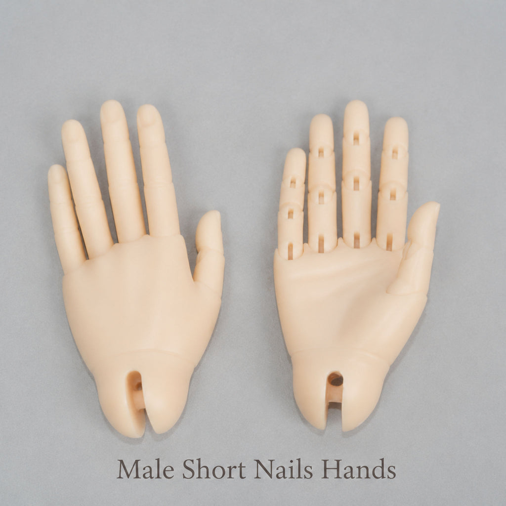 1/4 Scale BJD male short nails four-part jointed hands, articulated resin replacement hands for ball-jointed dolls