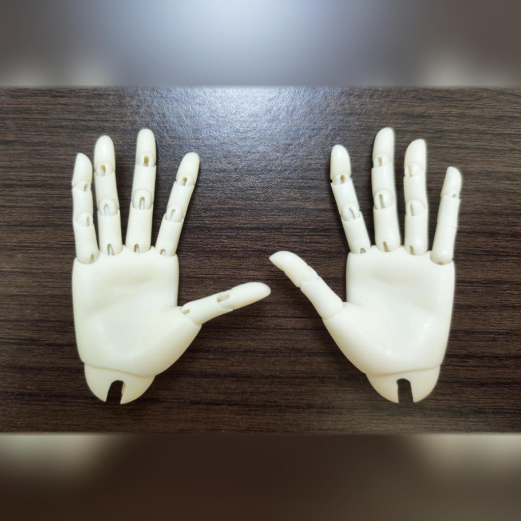 1/4 scale BJD jointed hands front and back comparison with flexible finger joints