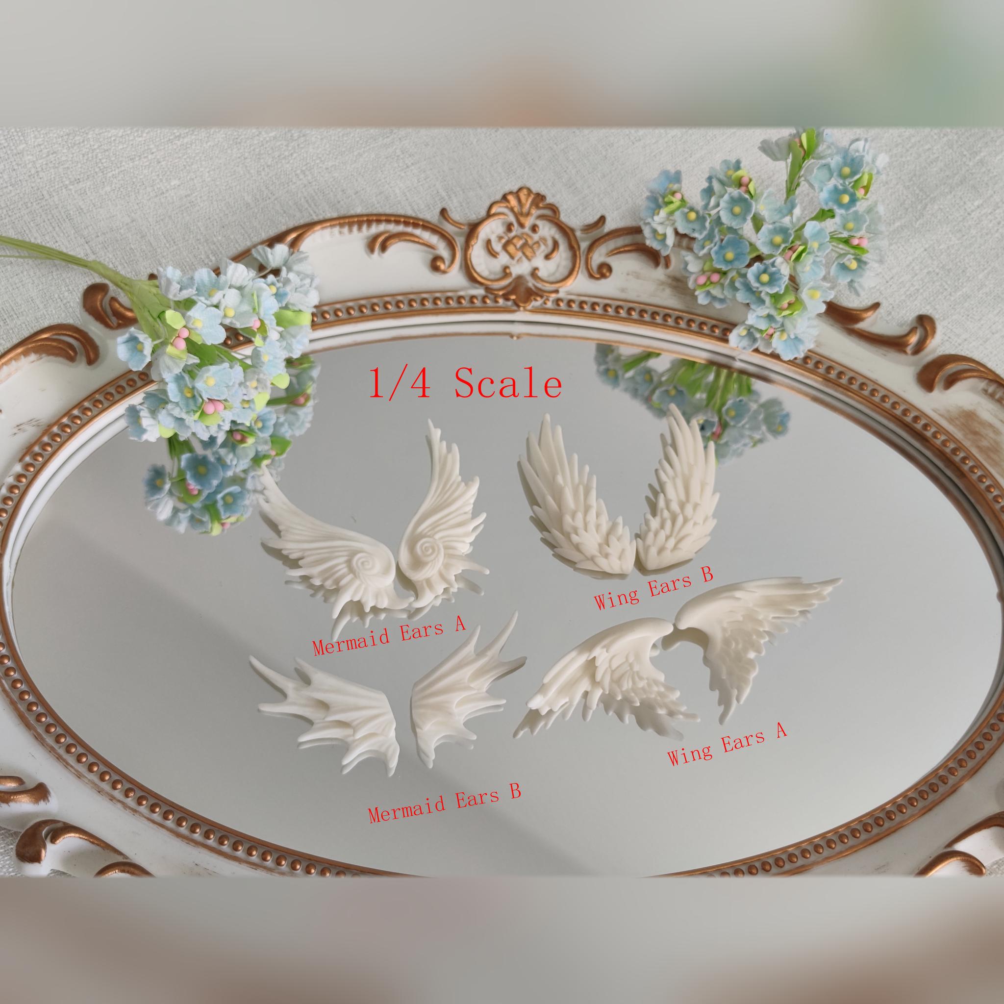 1/4 scale BJD fantasy resin ears including wing ears and mermaid ears accessories
