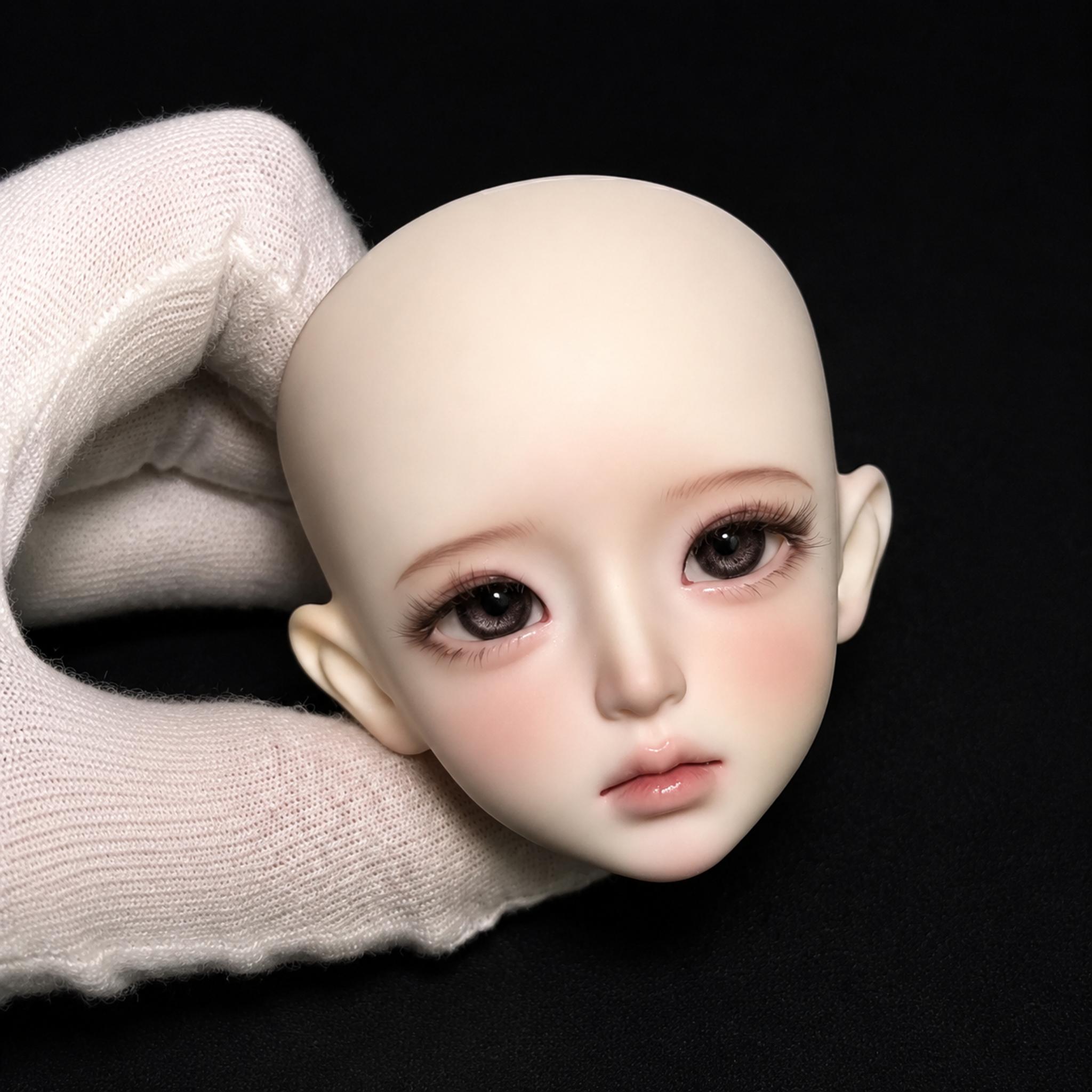 Clove 1/4 scale female BJD resin head with custom face-up and 14 mm eyes, front vie