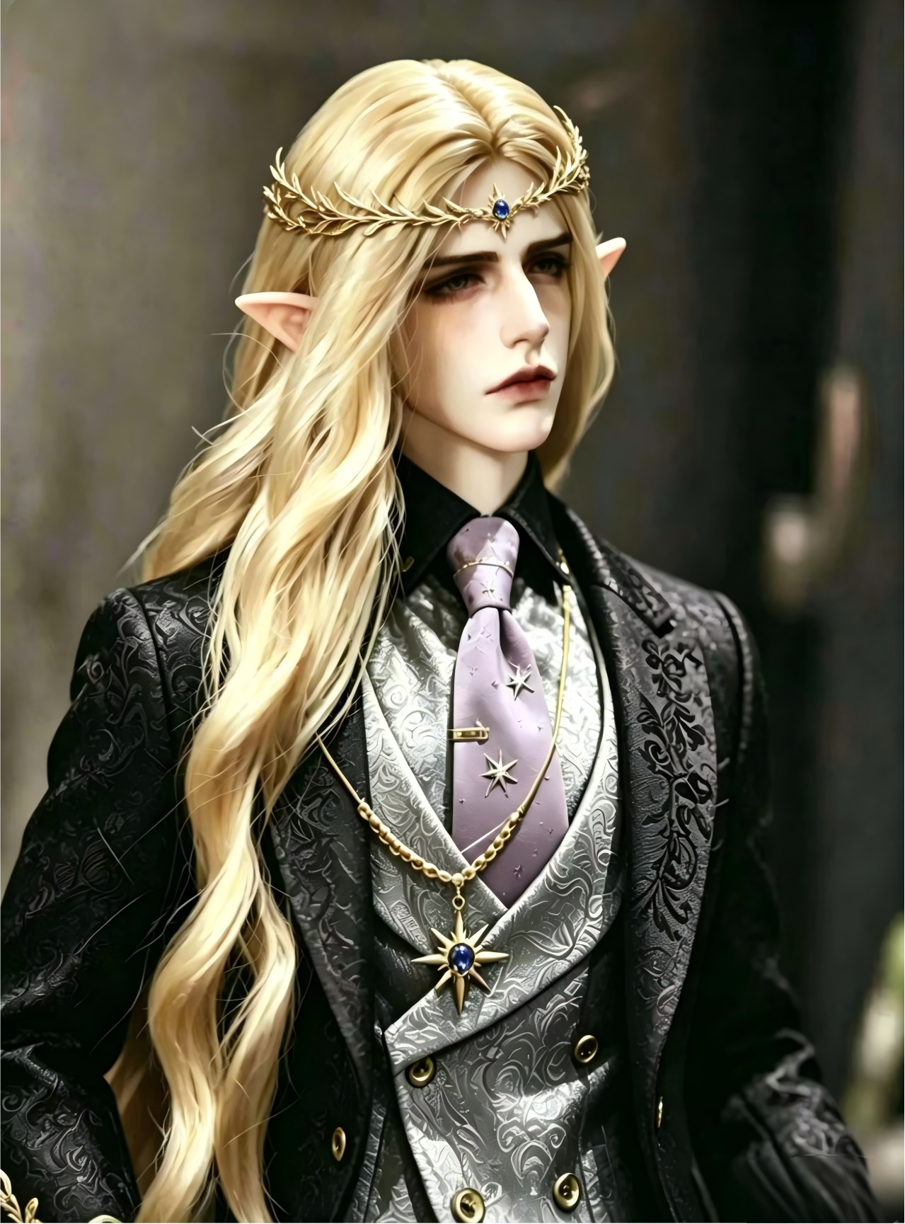 75cm BJD male doll with fantasy style resin body and long hair