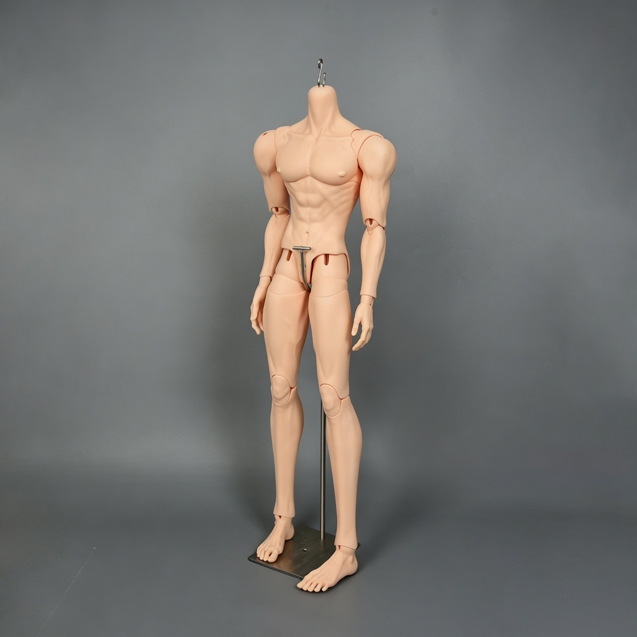 Front view of 75cm mature male BJD doll body with realistic sculpt and resin craftsmanship