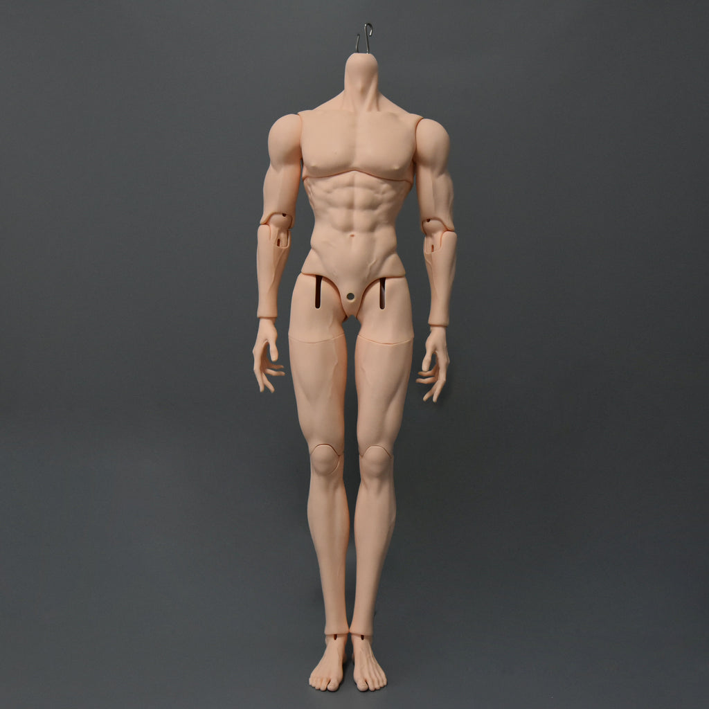 77cm male BJD resin body front view showing realistic muscular chest and masculine sculpt