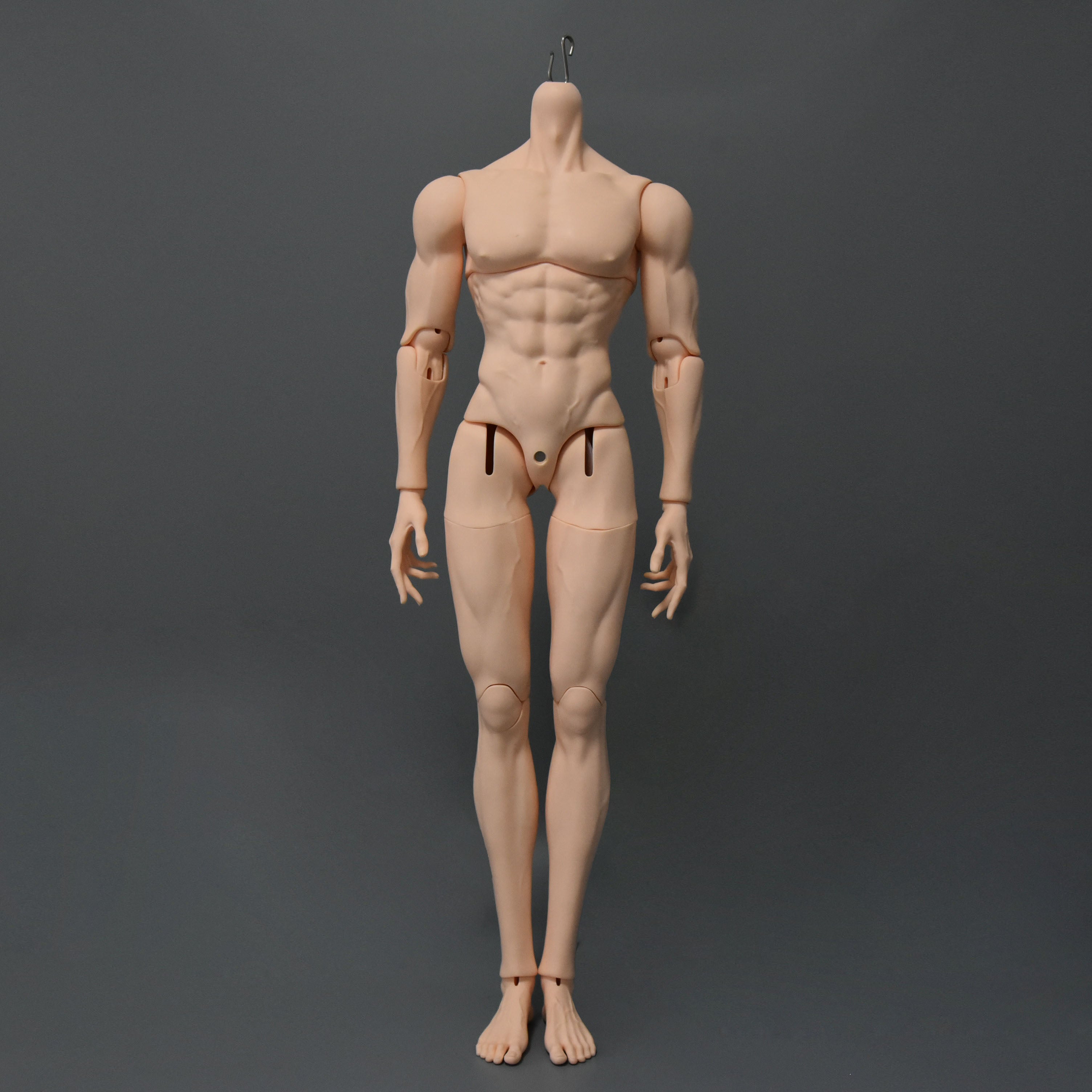 77cm male BJD resin body front view showing realistic muscular chest and masculine sculpt