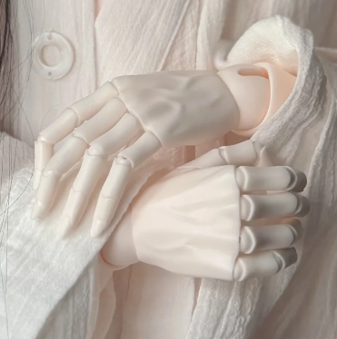 70cm male BJD articulated hands displayed on doll with realistic masculine hand proportions