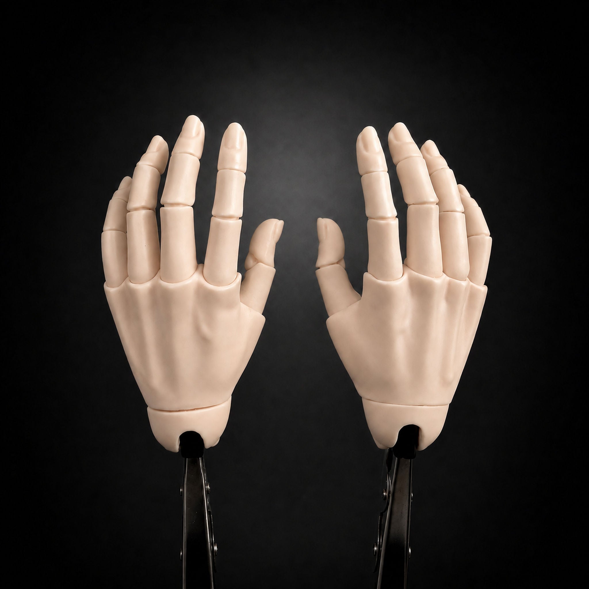 Detailed BJD doll hand parts showing palm and finger articulation