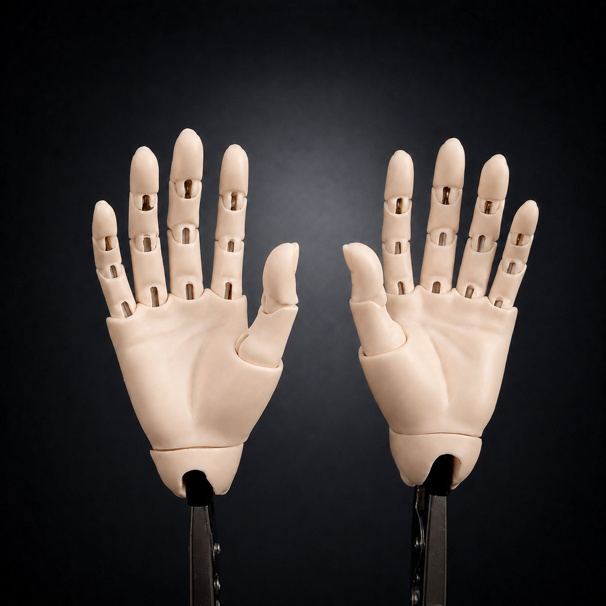 Articulated resin doll hands with visible joint structure for BJD dolls