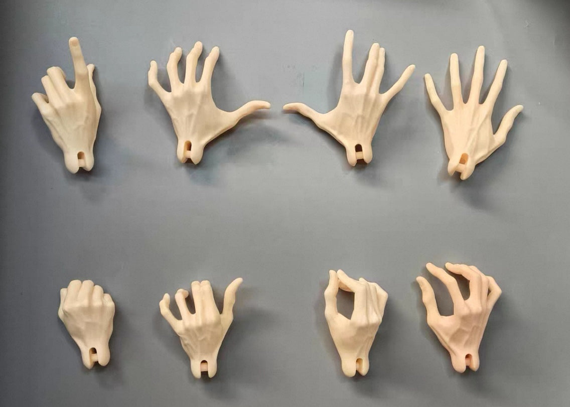1/4 scale BJD male sculpted hands set with different fixed posing styles