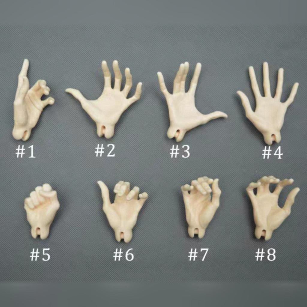 1/4 Scale Male BJD Resin Pose Hands Palm View Showing Eight Fixed Hand Poses