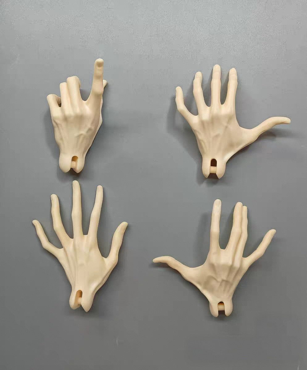 Realistic BJD male hand sculpt with visible vein details and anatomical texture