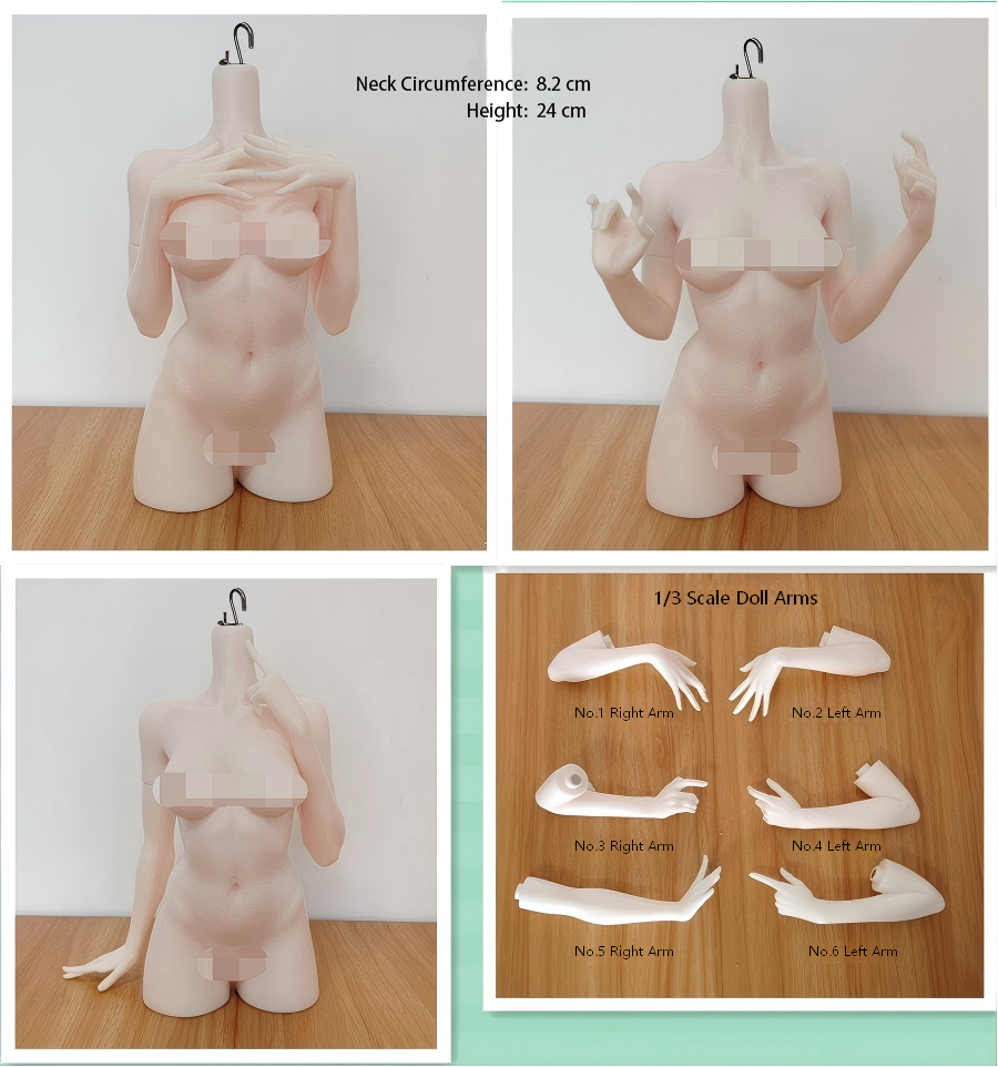 1/3 BJD bust mannequin displaying different hand poses and hand styles
