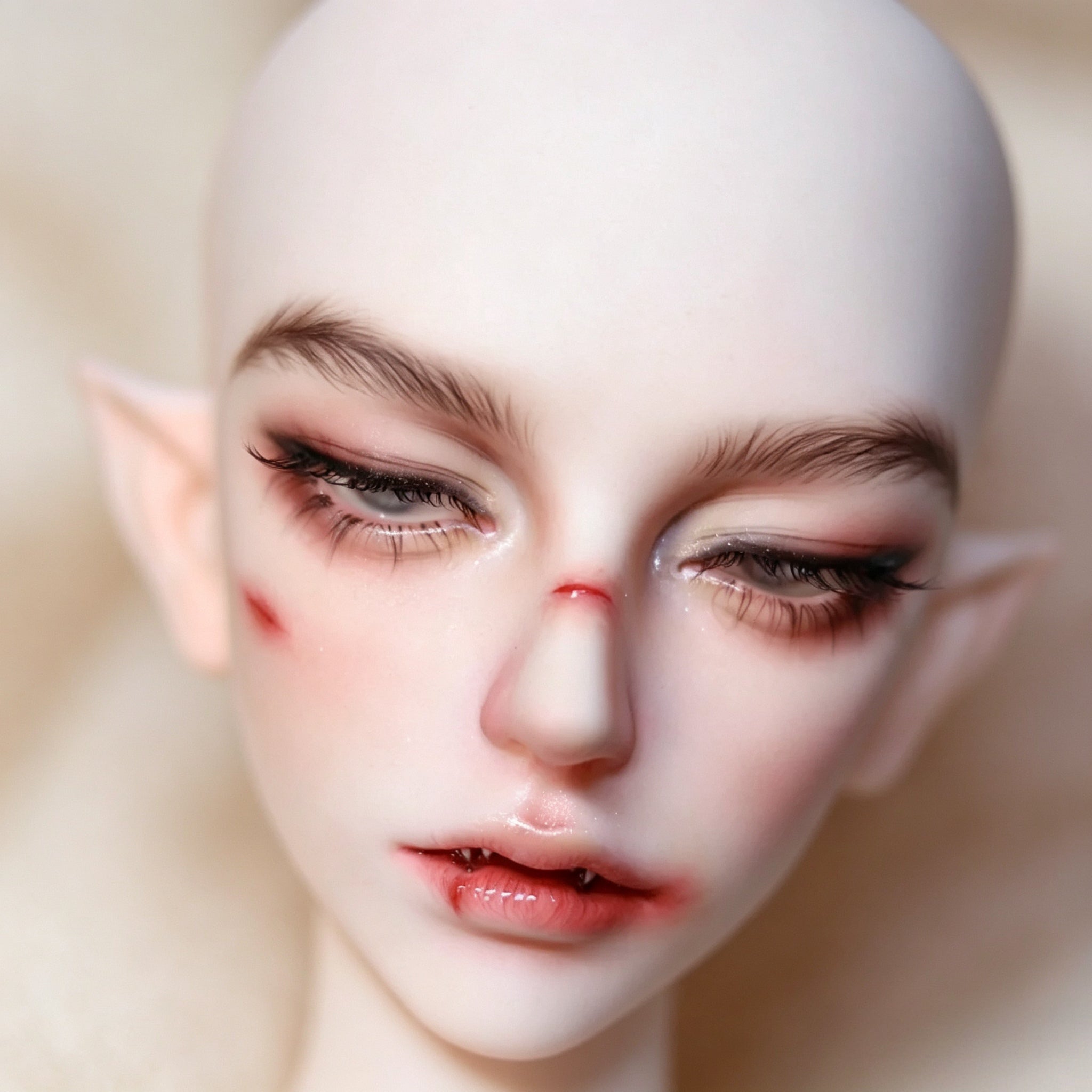 Custom painted elf BJD head face-up example for male doll collectors