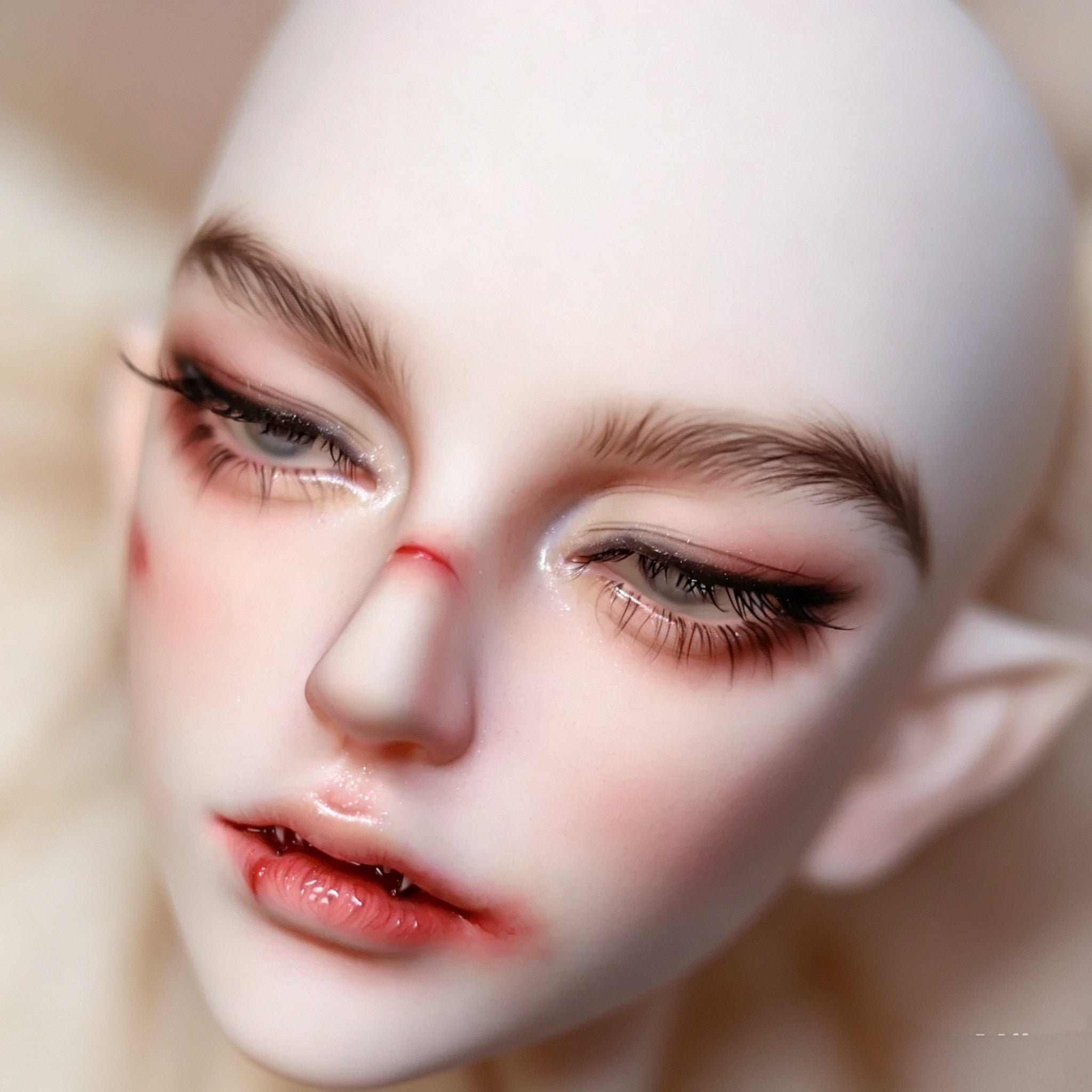 1/3 scale male BJD head with dark fantasy elf style face-up makeup design